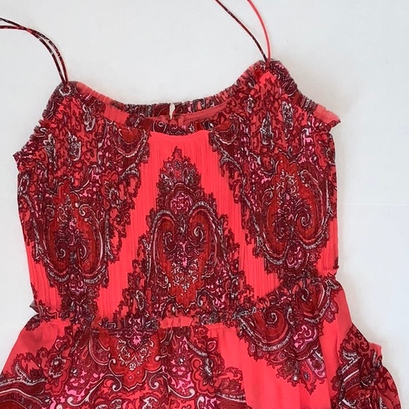 NWOT Banana Republic Red Paisley Print Midi Summer Dress - Size 4 - Picture 4 of 9